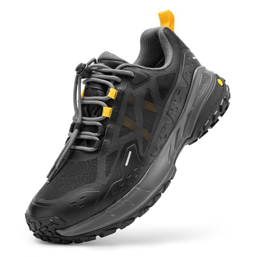 FitVille Men Waterproof Hiking Shoes Extra Wide Walking Shoes Slip-Resistant Trekking Trainers All-Terrain Quick Lace Sneakers for Travel