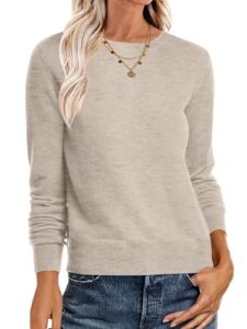 ANRABESS Sweaters for Women Long Sleeve Lightweight Crewneck Soft Basic Knit Loose Fit Pullover Top 2026 Fall Trendy Outfits