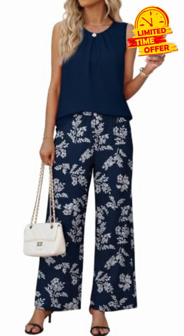 WIHOLL Two Piece Sets for Women Summer Outfits Lounge Sets Beach Vacation Clothes Travel Airport Matching Clothing