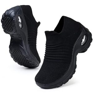HKR Women's Walking Shoes Arch Support Non Slip Work Shoes Breathable Knit Upper Lightweight for Plantar Fasciitis
