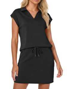 Casly Lamiit Womens Two Piece Skirt Sets Casual Cap Sleeve Lapel V Neck Tops Summer Travel Outfits Short Tennis Skort Se