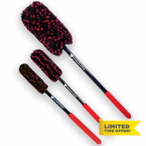 Wheel Woolies Car Detailing Brush Set - 3pc Car Wheel Brush Kit (18”