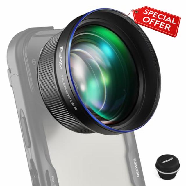 NEEWER HD 85MM Telephoto Phone Lens Only for 17mm Thread Backplate