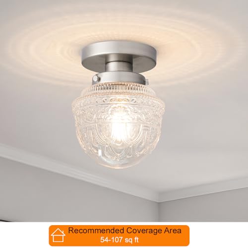 Small Blowing Clear Glass Shade Ceiling Light Fixtures for Bedroom Closet Bathroom Hallway Kitche