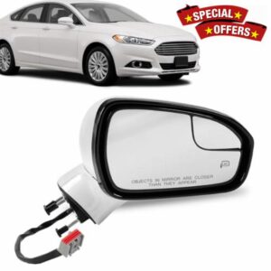 Right Side Door Mirror Compatible with Ford Fusion 2013 2014 2015 Power | Heated | Turn Signal | Puddle Light | Manual Folding Passenger Side 7Pins White