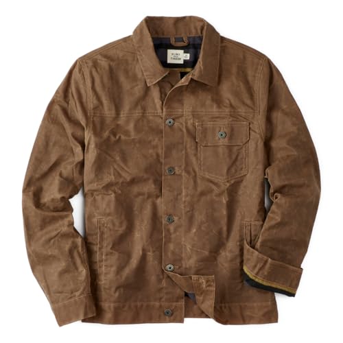 Huckberry Flint and Tinder Men's Flannel-Lined Waxed Trucker Jacket
