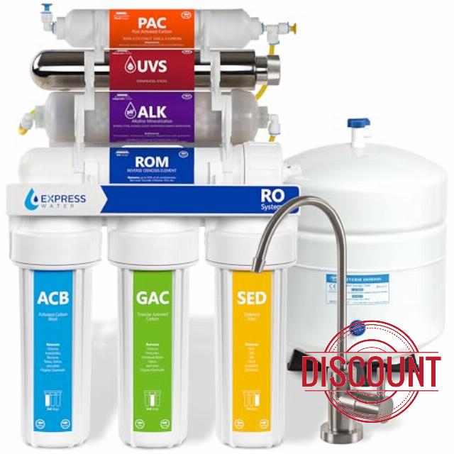 Express Water 11-Stage Reverse Osmosis Water Filtration System with Alkaline & UV Filter