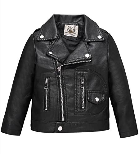LOKTARC Boys Girls Faux Leather Jacket for Kids Motorcycle Biker Leather Jackets
