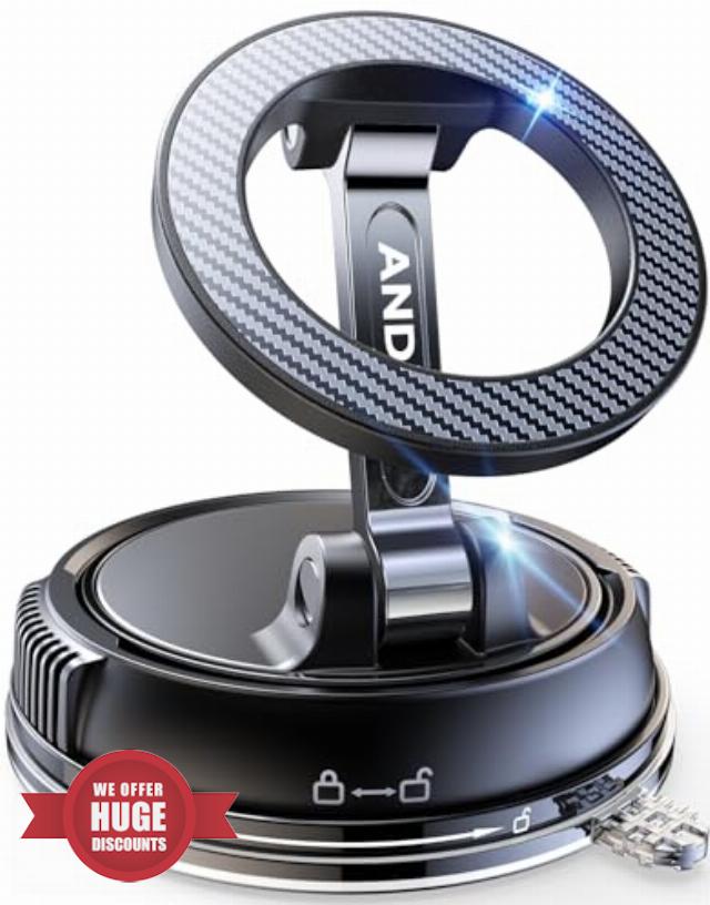 ANDERY Car Phone Holder for Magsafe [78+LBS Strongest Suction & 2400gf Strongest Magnetic] 360° Adjustable Car Phone Mount