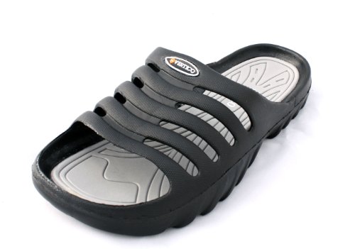Vertico - Shower Sandals | Slide-On and Comfortable Pool-Side Shoes - Black & Grey
