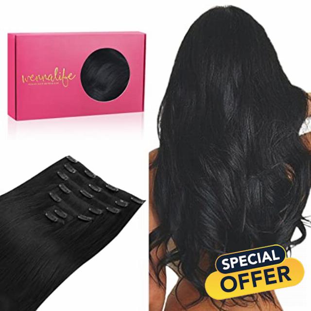 WENNALIFE Clip in Hair Extensions Real Human Hair
