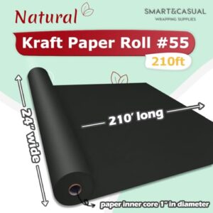 520" (210') Black Kraft Craft Paper Roll for Gift Wrapping Bulletin Board Bouquet Flower Kids Art Packing Parcel Table Covering 80GSM 55LB (Black