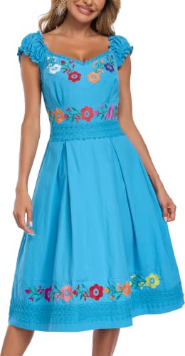 Women's Mexican Dress Embroidered Causal Lace Party Dress