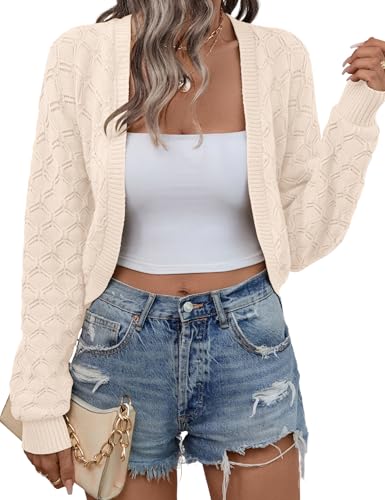 LOMON Womens Cropped Cardigan Bolero Shrugs for Dresses Knit Open Front Long Sleeve Sweate
