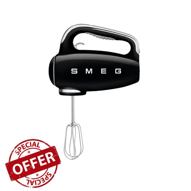 SMEG Black 50's Retro Style Electric Hand Mixer with Set of Beaters