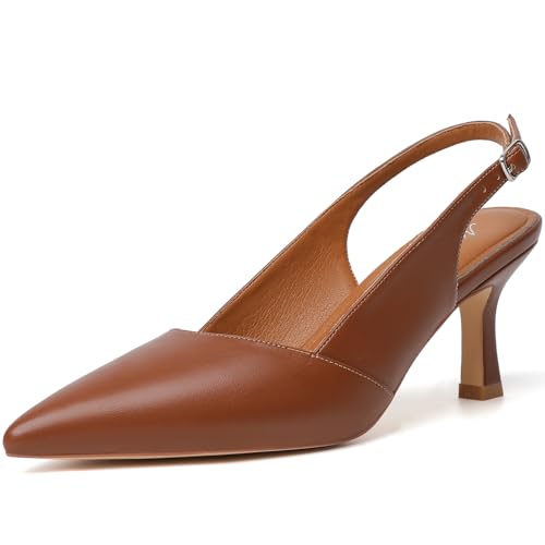 Mostrin Kitten Heels for Women Slingback Pointed Closed Toe Heels Women's Pumps Shoes for Wedding