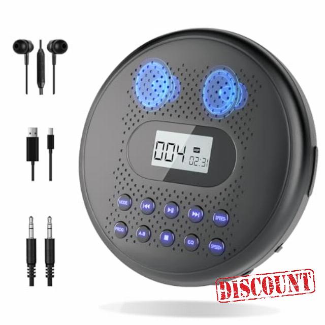 ARAFUNA Portable CD Player with Dual Stereo Speakers