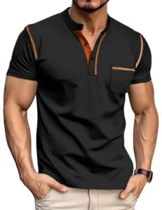 Men's Henley Shirt Short Sleeve T-Shirt Casual Top Pullover Summer Lightweight Tee Shirts with Butto