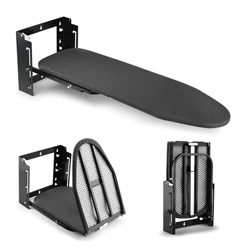 36 x 12 Inch Fold Down Ironing Board Wall Mount Space-Saving Iron Board with Removable Heat Resistant Cover for Laundry Room