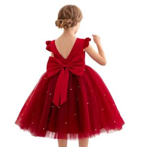 KAQININI Flower Girl Dress Wedding Guest Ruffle Tulle Satin Party Birthday Princess Dresses Pageant Gown Kids Sho