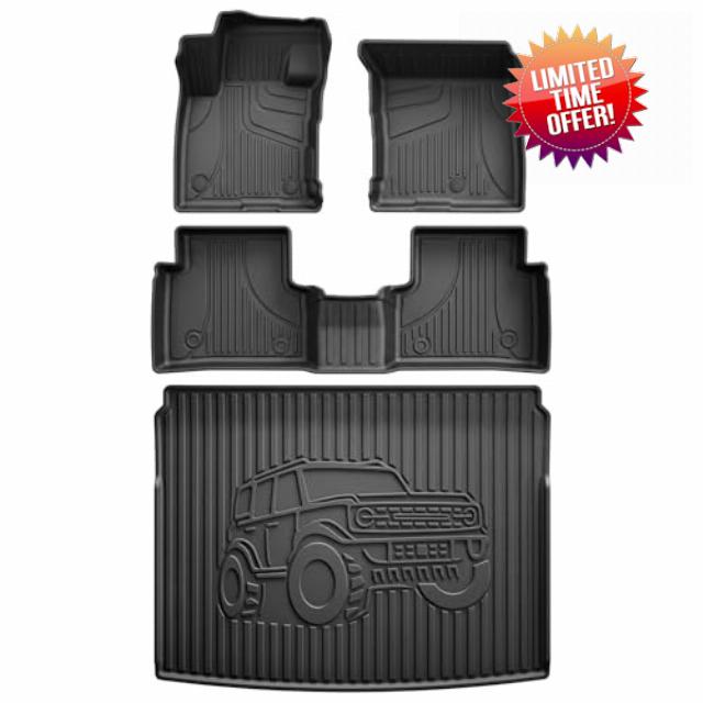AOMSAZTO Floor Mats & Cargo Liner for Ford Bronco Sport 2021 2022 2023 2024 2025 2026-1st & 2nd Row All Weather Protection Car Floor Liners Waterproof Trunk Ma