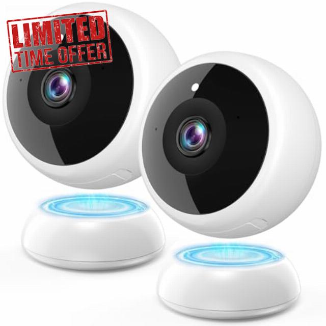 Thybro Magnetic Security Camera 2Pack: No Drill Install 1Min 12KG Pull for Iron Door Refrigerator - Connect Wi-Fi 10S No Lag Indoor Wireless