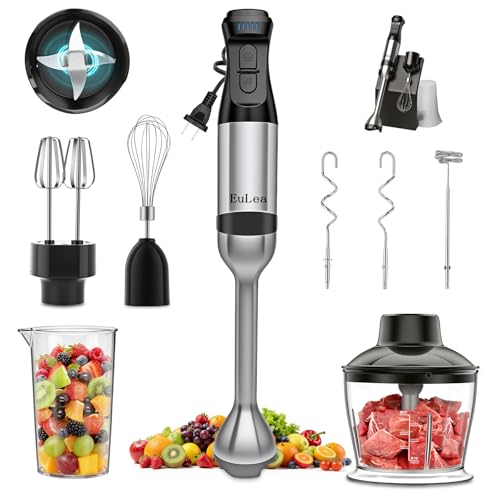 Immersion Stick Blender Set with Meat Grinder Dough Hooks Whisk Mixing Cup Storage Rack