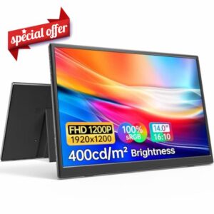 Anyuse 14" FHD 1920×1200 Portable Monitor – USB-C HDMI Ultra-Slim IPS Travel Display with Speakers