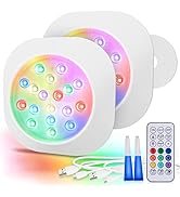 LyLmLe Rechargeable LED Pool Lights, 5.9" RGBW Submersible Led Lights with Remote, Run up to 40 H...