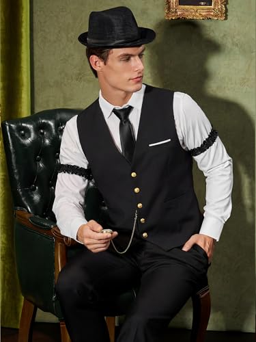 1920s Hat Vest Pocket Watch Suspenders Tie