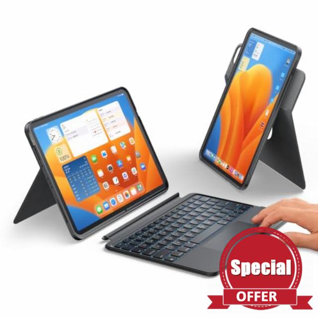 HOU 360° Rotating & Detachable Keyboard Case for 11" iPad A16 & 10.9" iPad 10th Generation