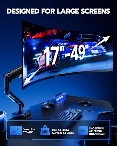 Ultrawide Single Monitor Mount Holds up to 44lbs