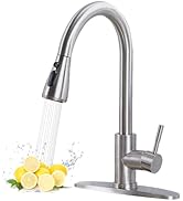 Hotis Brushed Nickel Vessel Sink Faucet, Modern Tall Body Faucet, Single Handle Mixer Spout 360 S...