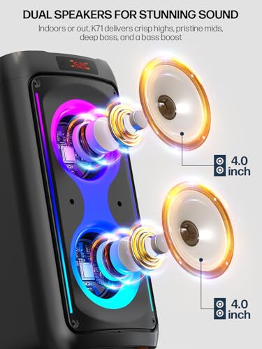PA System with LED Lights for Camping