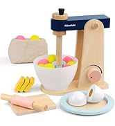 Pillowhale Wooden Play Kitchen Set, Large Interactive Toy Kitchen Set with Washer, Oven, Drawer &...