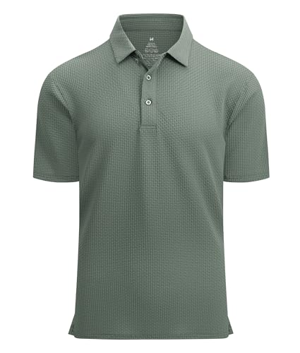 Alex Vando Mens Bubble Jacquard Polo Shirt Super Stretch Short Sleeve Polo Shirts for Me