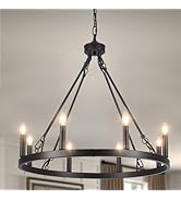 LASENCHOO 8 Lights Modern Chandelier Light Fixture, Vintage Industrial Pendant Lighting Black and...