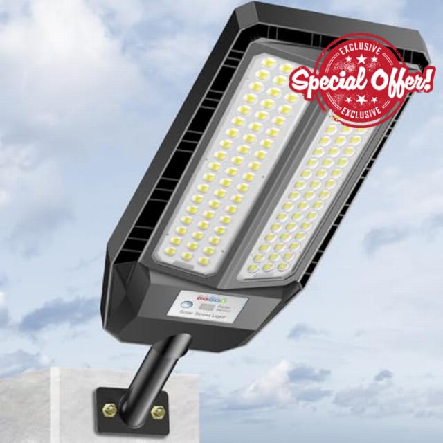 Adewalk 5000W Solar Lights Outdoor - 7000K LED Solar Street Lights Outdoor with Motion Sensor and Remote Control