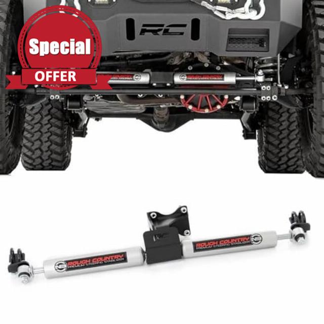 Rough Country N3 Dual Steering Stabilizer for 07-18 Jeep Wrangler JK - 873493