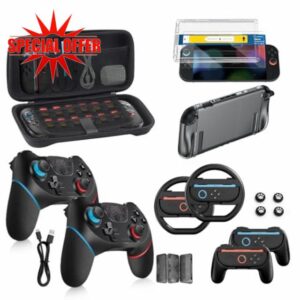 Pro Controllers Accessories Bundle for Nintendo Switch 2 18-in-1: Carrying Case