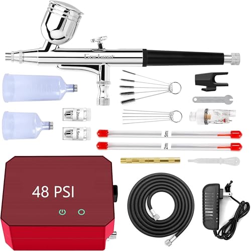40 48 PSI High Pressure Air Brush Non-Clogging with 0.2/0.3/0.5mm Nozzle/Cleaning Sets