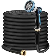 Relxitl Garden Hose 100feet, Water Hose with 10 Function Hose Nozzle, NON-Expandable Hose, Tough ...