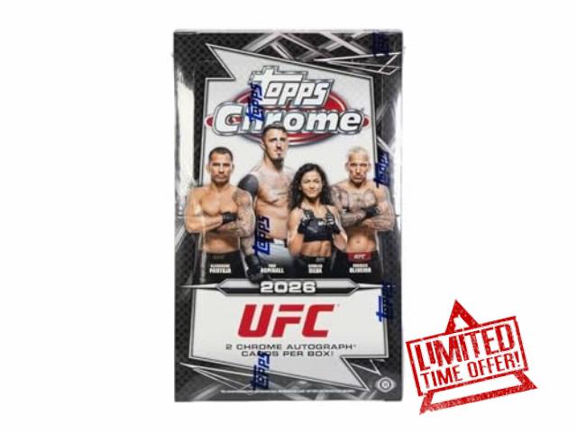2026 Topps Chrome UFC Hobby Trading Card Box (2 Autographs Per Trading Card Box)