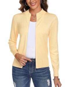 Totatuit Womens Long Sleeve Knitted Zip Up Sweater Cardigans Sweaters Lightweight Zipper Sweatshirts Jacke