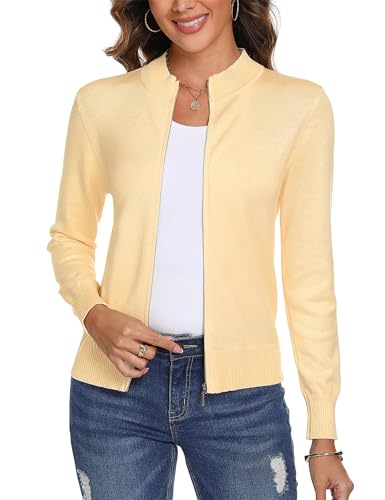 Totatuit Womens Long Sleeve Knitted Zip Up Sweater Cardigans Sweaters Lightweight Zipper Sweatshirts Jacke