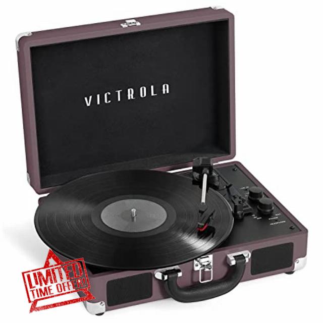 Victrola Journey Bluetooth Portable Suitcase Record Player – with Built-in Speakers