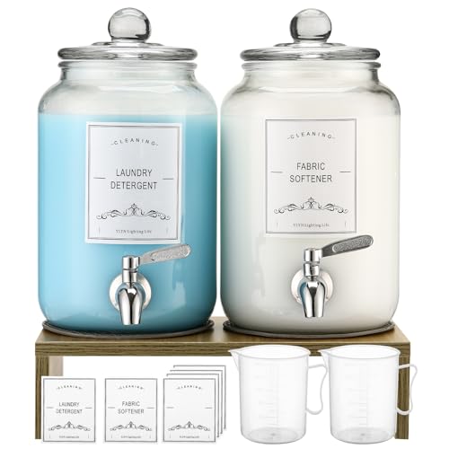 106oz Leak-Proof Glass Fabric Softener Dispenser- Laundry Soap Dispenser-Reusable Container for Kitchen & Bathroom Storage