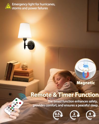 Battery Wall Sconce with Remote Control for Bedroom Deco