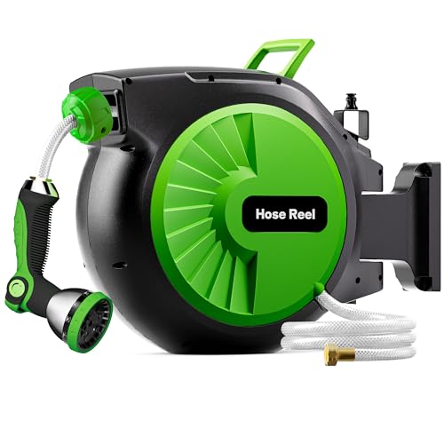 Wall Mount Water Hose Reel for Outside with Auto Rewind