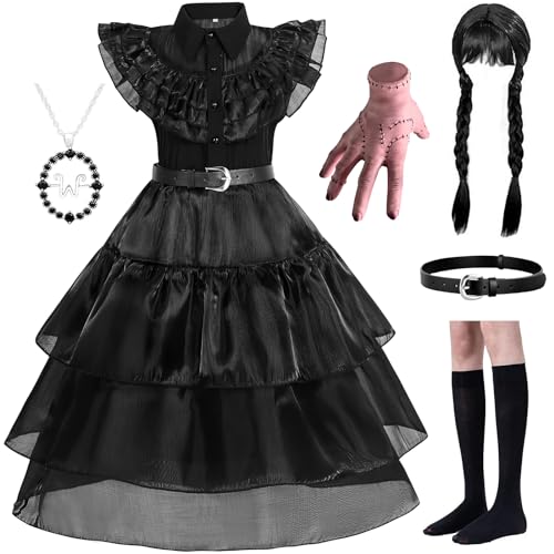 WYB Black Costume Dress for Girls Cosplay Dress Kid Halloween Costumes Costumes Cosplay Party Dress with Accessories 4-12Y